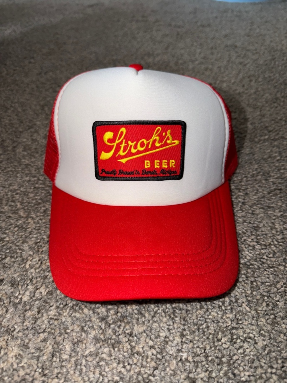 Stroh's Beer Red & White Trucker Hat NEVER WORN